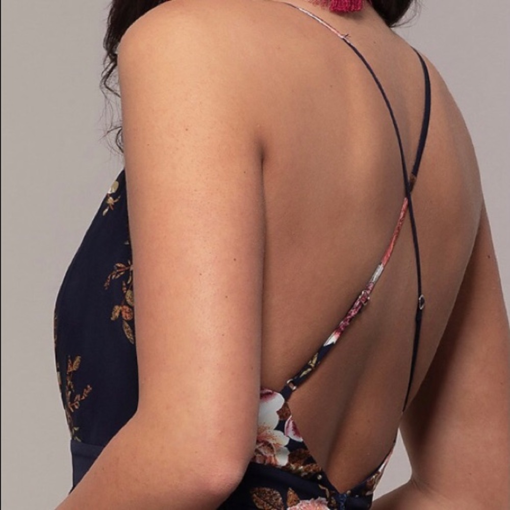 Plunging-V-Neck Floral-Print Prom Dress by Simply - Picture 3 of 3